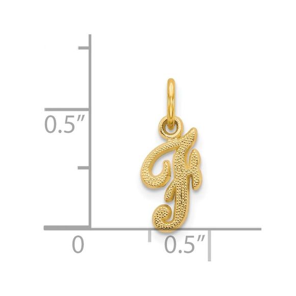 The Sadie 14k Yellow Gold Mini Satin Script Initial Charm, Letter F - Picture 4 of 6